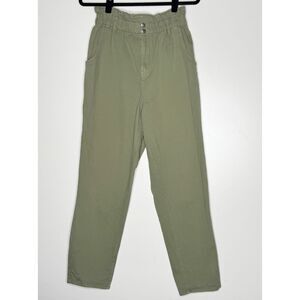 New H&M High Waist Paperbag Pants Green Women's Size 8